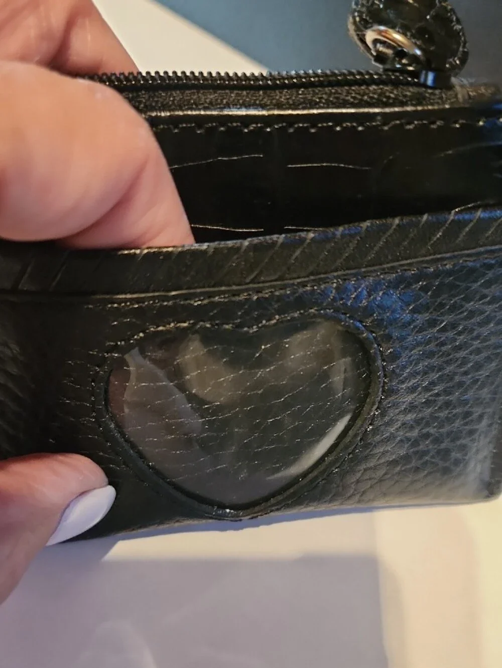 Brighton Black Leather Heart Window Card Holder